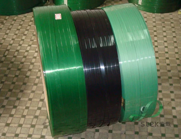 STEK PET STRAP GREEN  EMBOSS/SMOOTH FINISH Automatic / Manual Use Polyester PET Strap Roll
