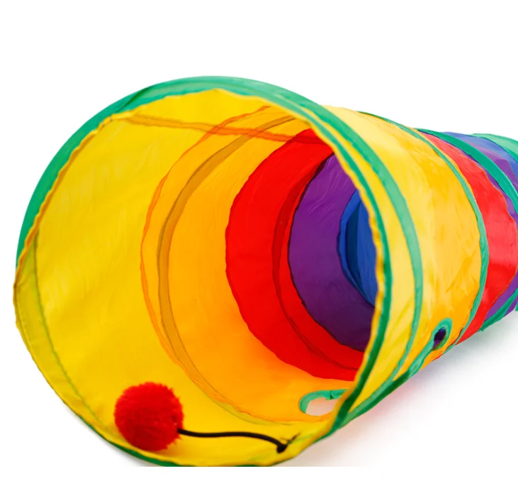 Прямая продажа Amazon, складной канал для кошек, образовательная игрушка для домашних животных, Радужный туннель для кошек