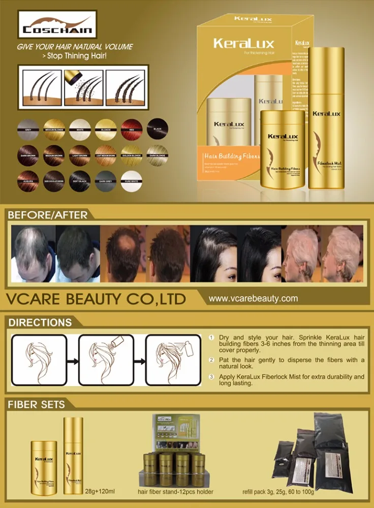 popular hair fibers and fiberlock spray set Instant Powdered Hair Enhancement Fiber