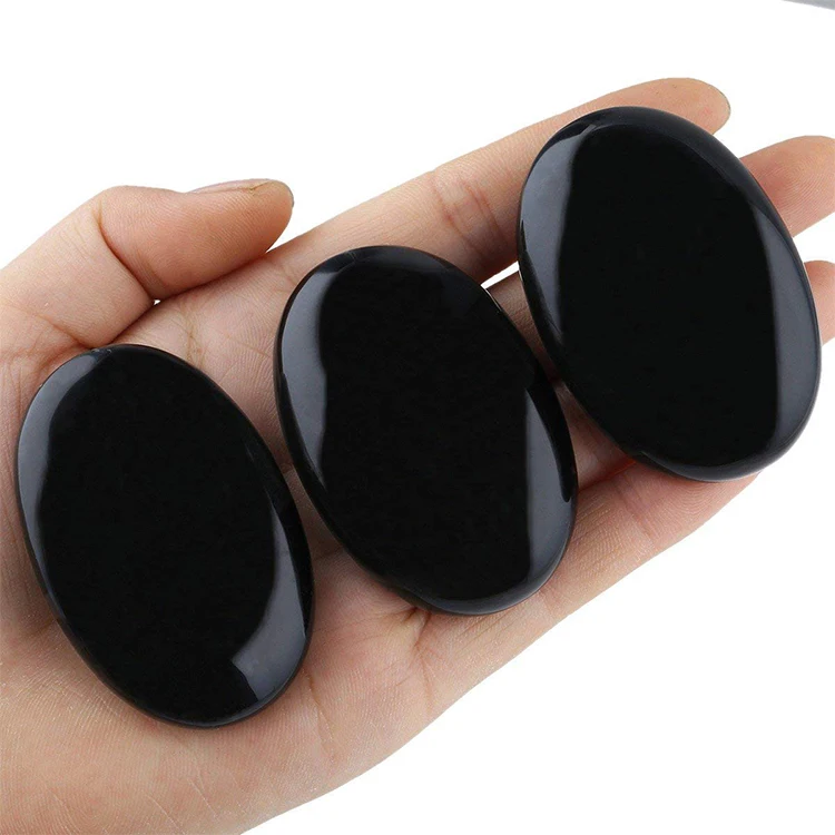 Amazon Health and Fitness massage stone, Large Black Basalt Hot lava Stone Set  for Spas Massage Therapy Relaxation