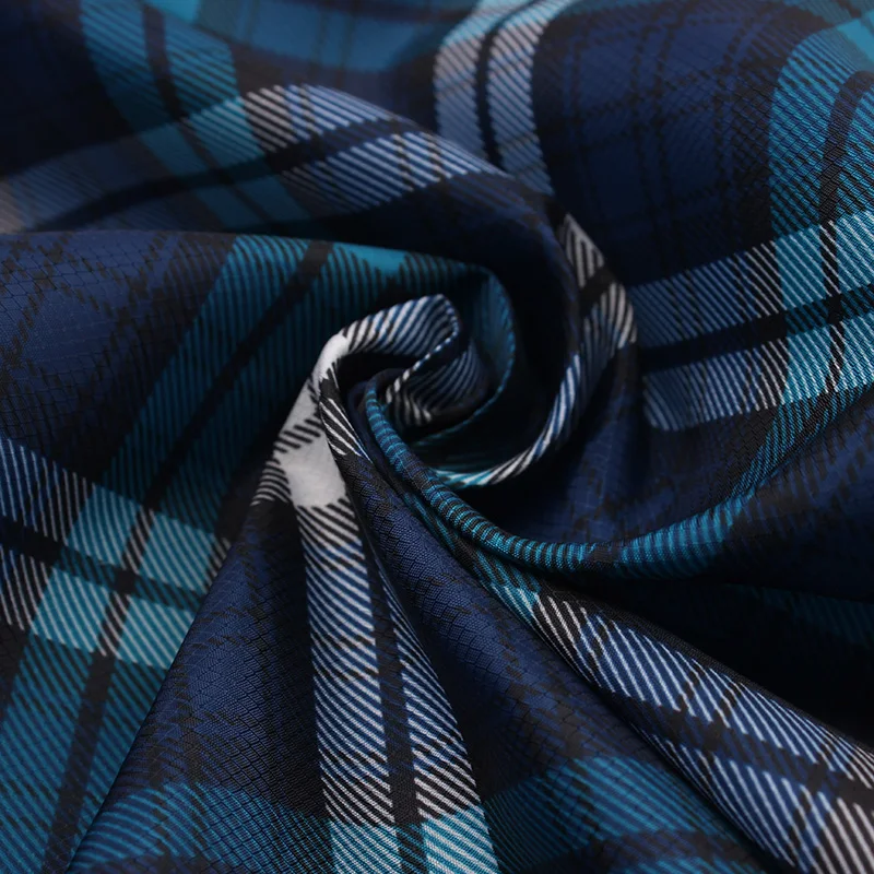 
290T 50D polyester diamond dobby jacquard taffeta fabric with check pattern print for lining 