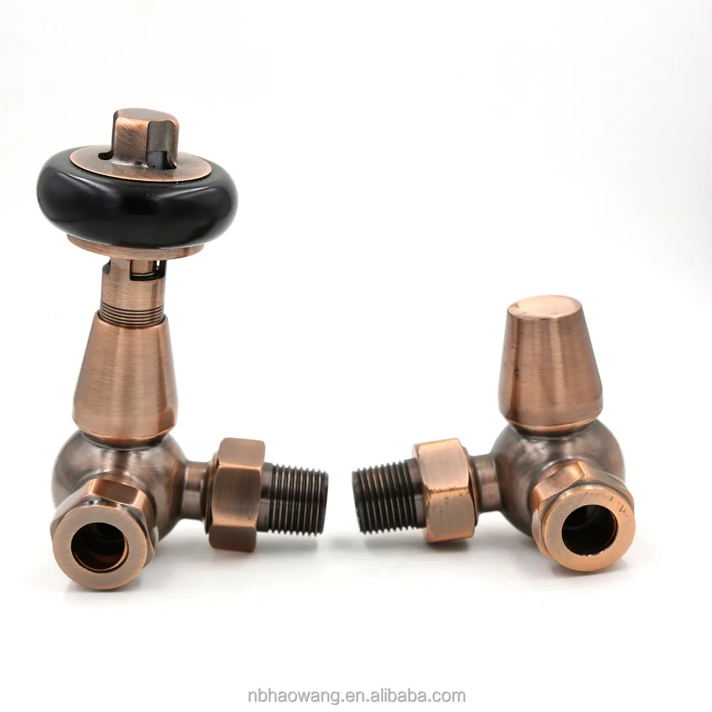 Cast Iron Radiator Corner Antique Copper Traditional Thermostatic Radiator Valve Set