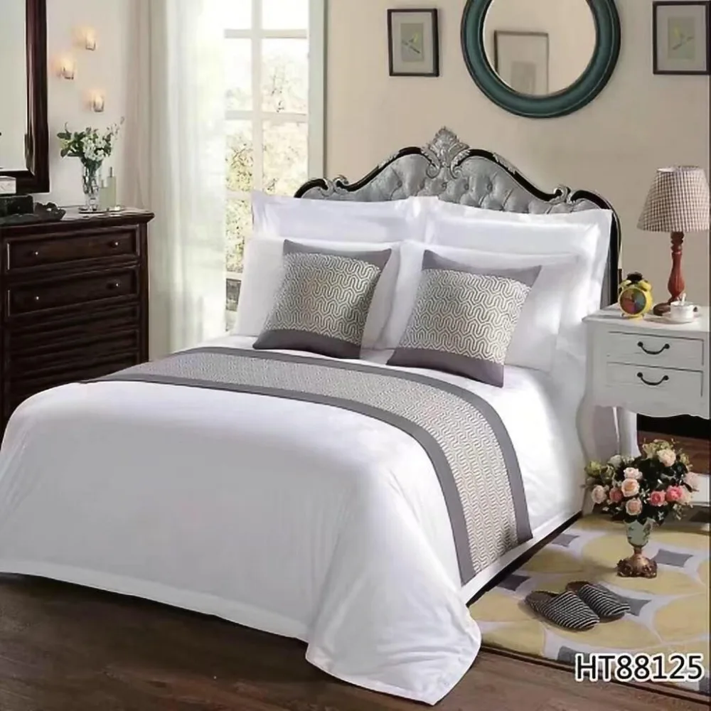 Orange Custom decorative king size luxury bed runner for hotel