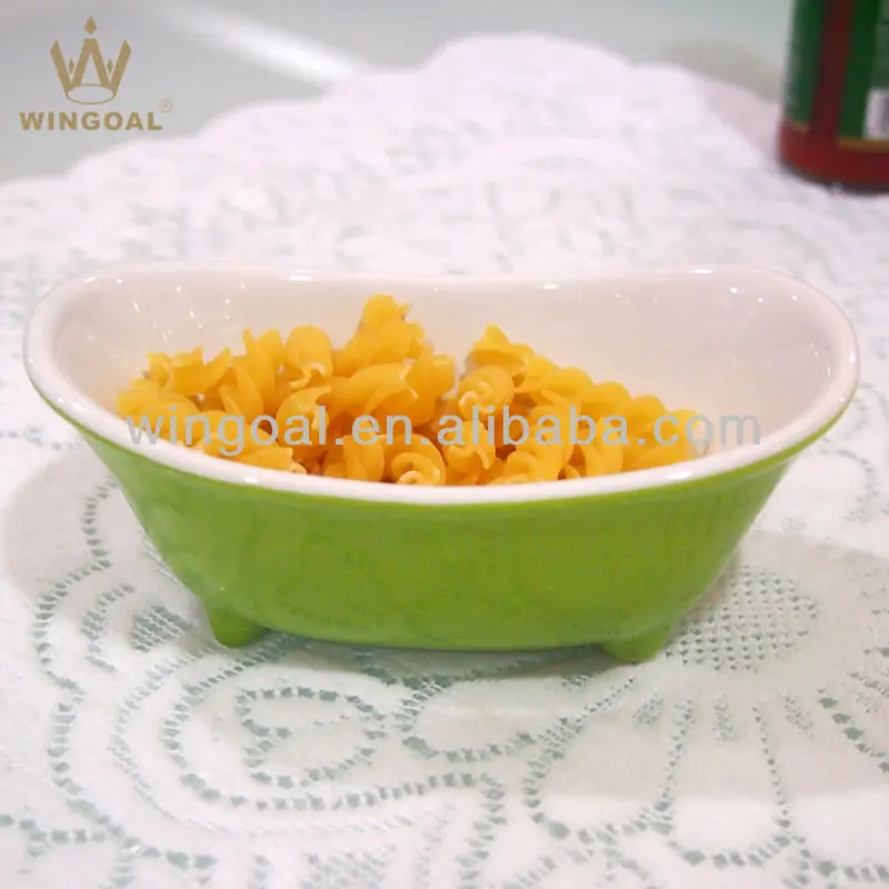 S/4 Bathtub shape colorful ceramic dish set salad bowl dessert jam dish