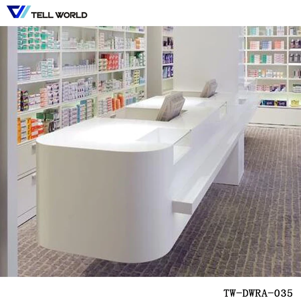 acrylic solid surface pharmacy cashier counter office reception counter