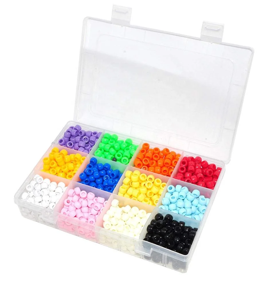 
Crafts Pony Acrylic Loose DIY Beads Kits from Plastic with Organizer Box Multi Colored Assorted Bulk Variety Set 