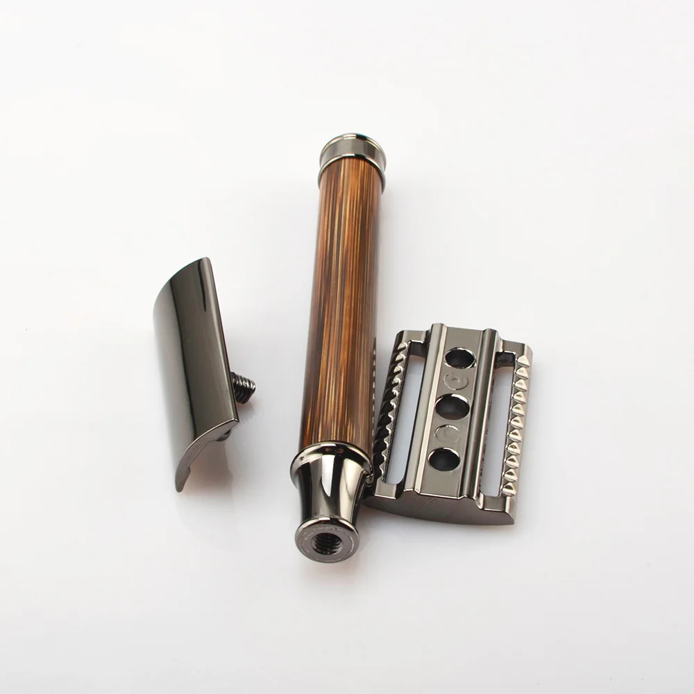 Традиционная Мужская бамбуковая бритва с двойным краем, безопасная бритва