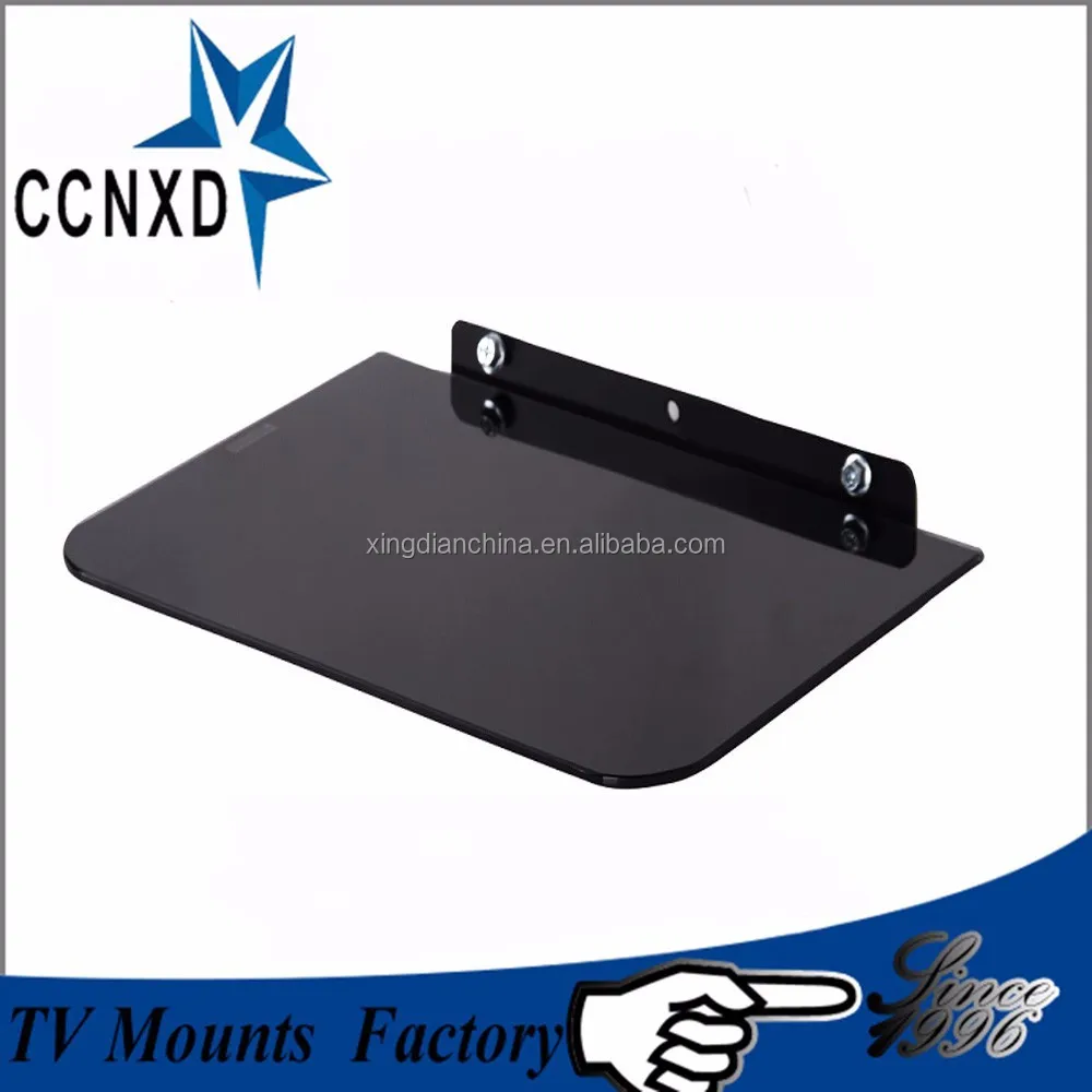 Single Glass Shelf Wall Mount Bracket Under TV Component Cable Box DVR DVD(Q08)