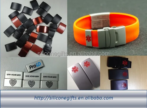 Adjustable Medical Alert Bracelet Stainless steel tags plates buckles clasps