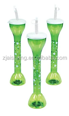 Beer Ice Novelty Beer Long Neck Bottle Glasses Plastic Slush Yard Cup Party Glass Juice Yard Cups Plastic with Straw