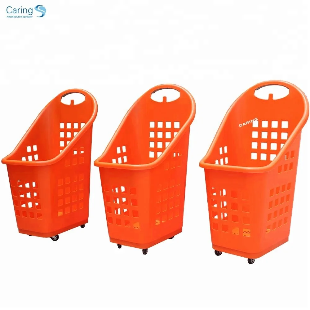 Wholesale priced shopping basket with wheels/plastic wheel shopping basket/shopping trolley