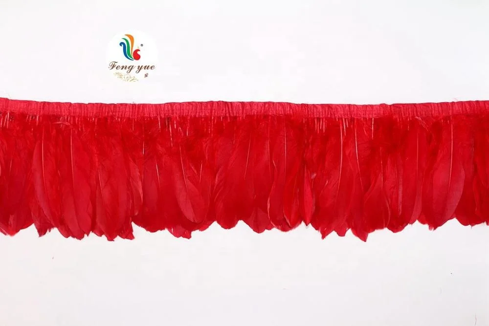 carnival costumes decoration nagoire goose feather fringe trim with satin ribbon tapes