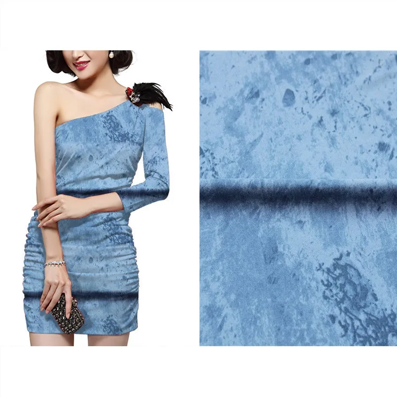 
New fashion DTY brushed apparel spandex material printed polyester fabric stores 