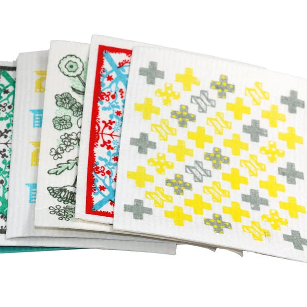 
Natural Eco Friendly Customized design printed Wholesale sponge magic household cellulose Dish cloth For kitchen 