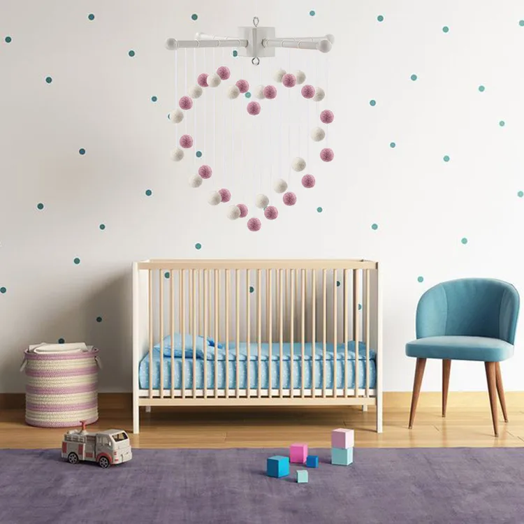 Войлочные игрушки, мобильная гирлянда, Декор, шерстяной войлочный шар, мобиль для детской кроватки, мобиль с красочными шариками
