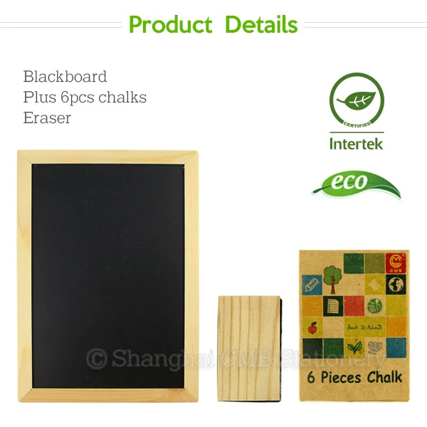 Back to school wood small blackboard set with chalks and dusters