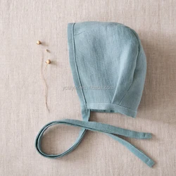 linen reversible baby bonnet ,high quality baby hat in many colors