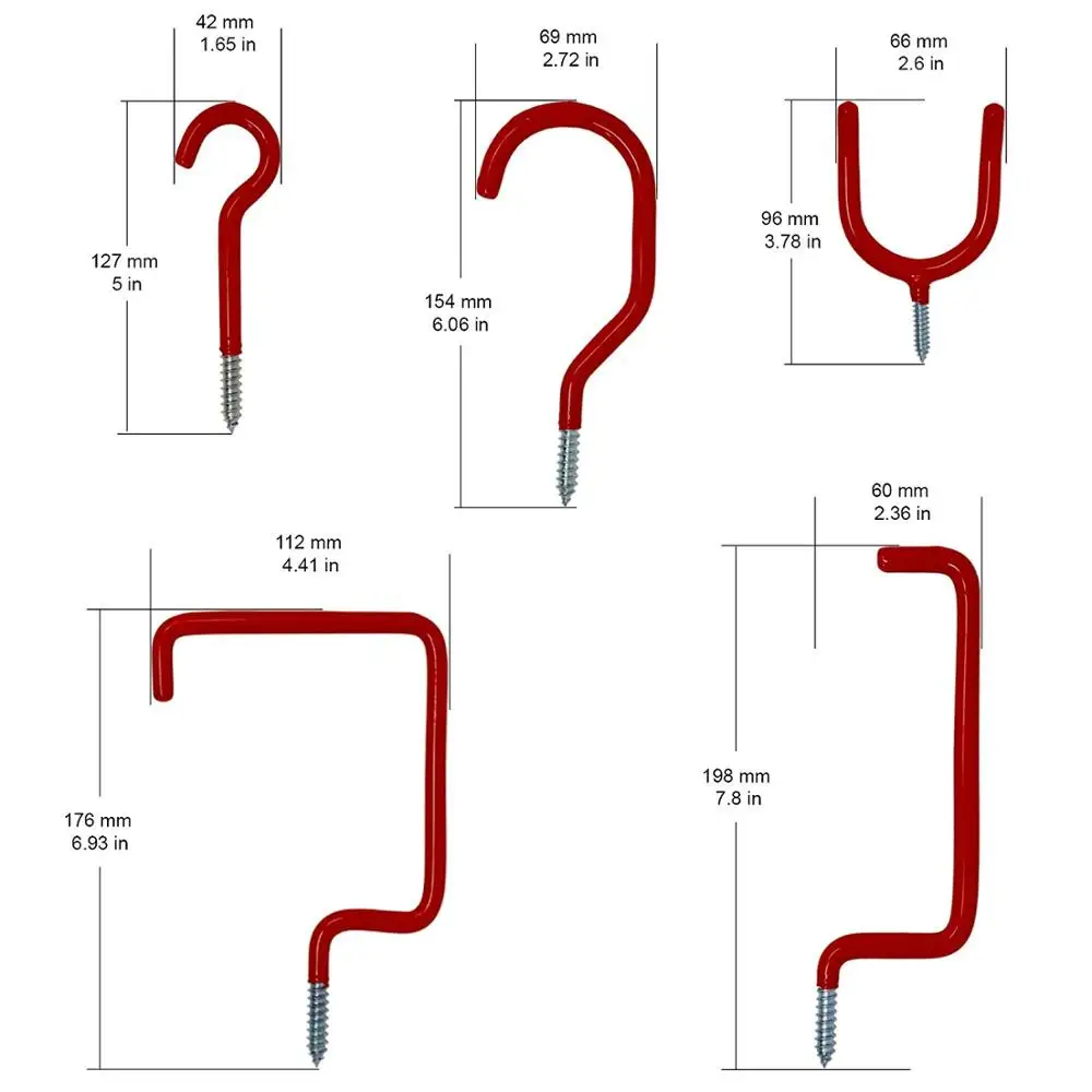 2pcs pack Red Coated Utility Storage bicycle Hook kit