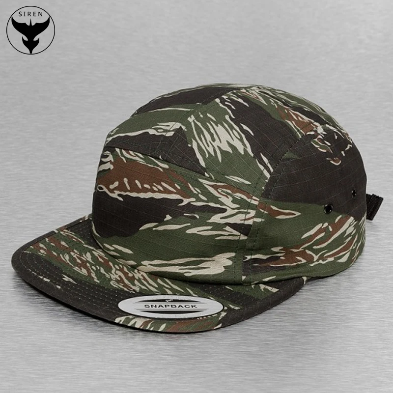 Blank Wholesale Cool Flat Brim Custom Camo 5 Panel Hats Hunting Stickers