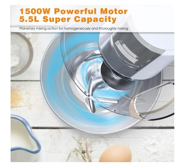 Multi-function Stainless Steel 5.5L Planetary Cake Dough Mixer Machine / Egg Stand Mixer Price