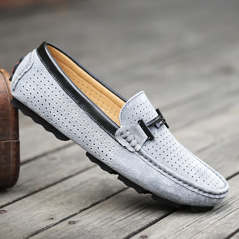 
OEM Fashion cow genuine leather men loafer shoes , summer moccasins 