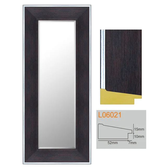 Large 20x60inch Modern Brushed Flat Gold Framed Wall Mirror Decorative Plastic Mounted for Home or Office Use