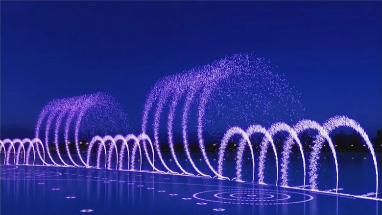 Snake shake multicolored led light 3d digital swing music fountain