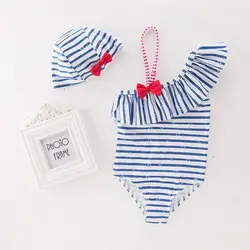 Cute baby girl stripe swimwear girls one piece skirt swimsuit kids children swimming suit bikini