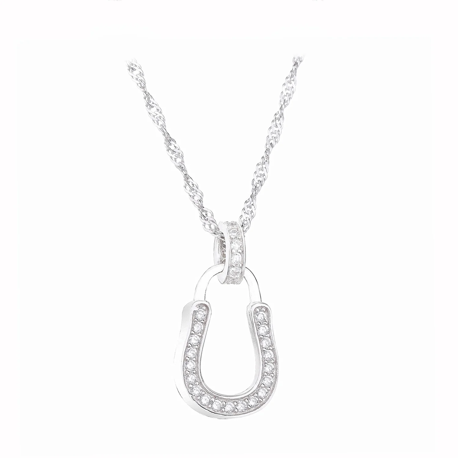online shopping free shipping Lucky Charm Minimalist U Shape Pendant Horse Shoes Jewelry necklaces 925 Silver Jewelry