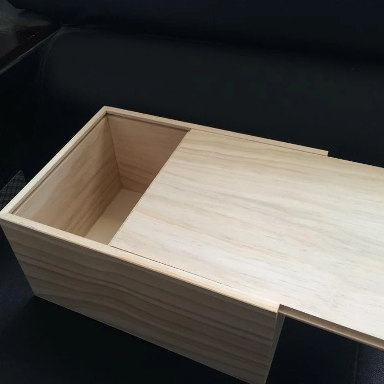 small wooden sliding lid box/wooden storage box with sliding lid/small wooden packaging box