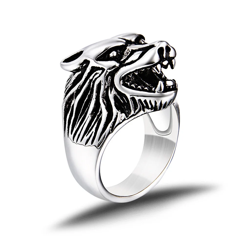 AAA quality high polished stainless steel main material wolf special men ring
