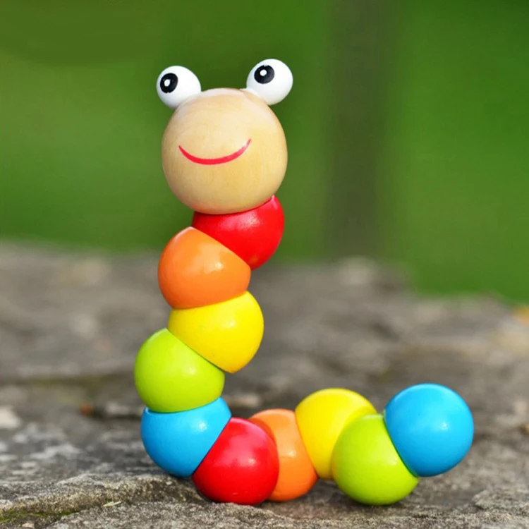 Cute Twist Caterpillar Wooden Toys Juguetes Littlest Pet Carpenterworm Baby Creative Educational toys kids toys insect