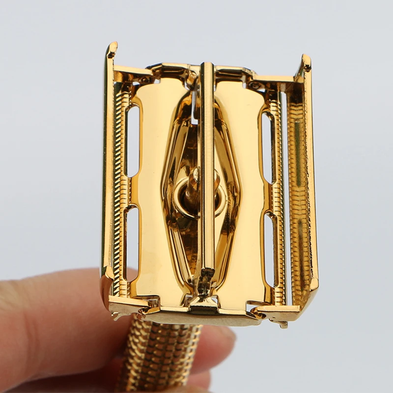 double edge blade mens shaving long handle butterfly twist to open safety razor