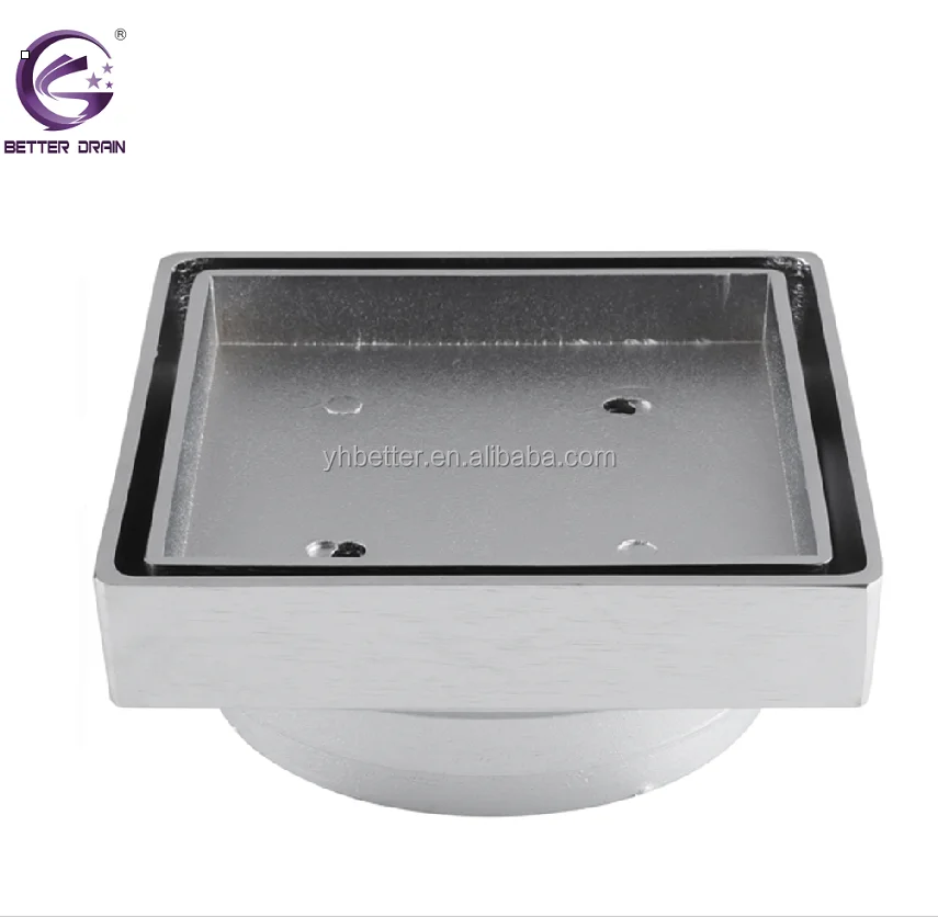 
High quality watermark certificated 115*115mm chromed plated brass invisible smart tile insert drain 