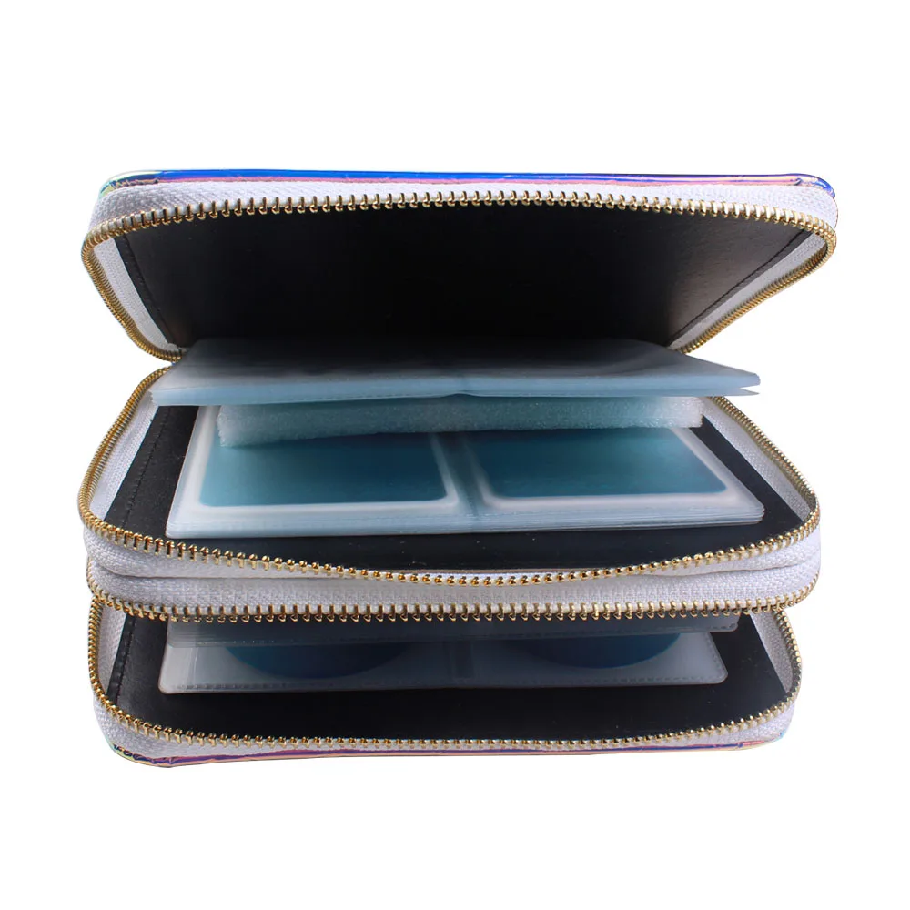 Finger Angel 192 Slots Leather Laser Silver Nail Art Stamping Plate Case/Bag/Folder Nail Template Organizer