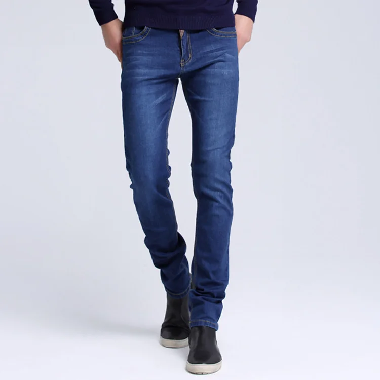 Yihao New Style Jeans Pent Casual Slim Straight Pants Long Trousers Blue Men Denim Jean