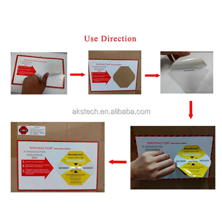 25-100g Different Sensitivity Impact Sensor Label 98mm*110mm Shipping Impact Indicator Shockaction Label