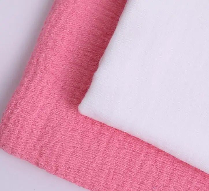 
Custom color on solid color crinkle double gauze fabric 