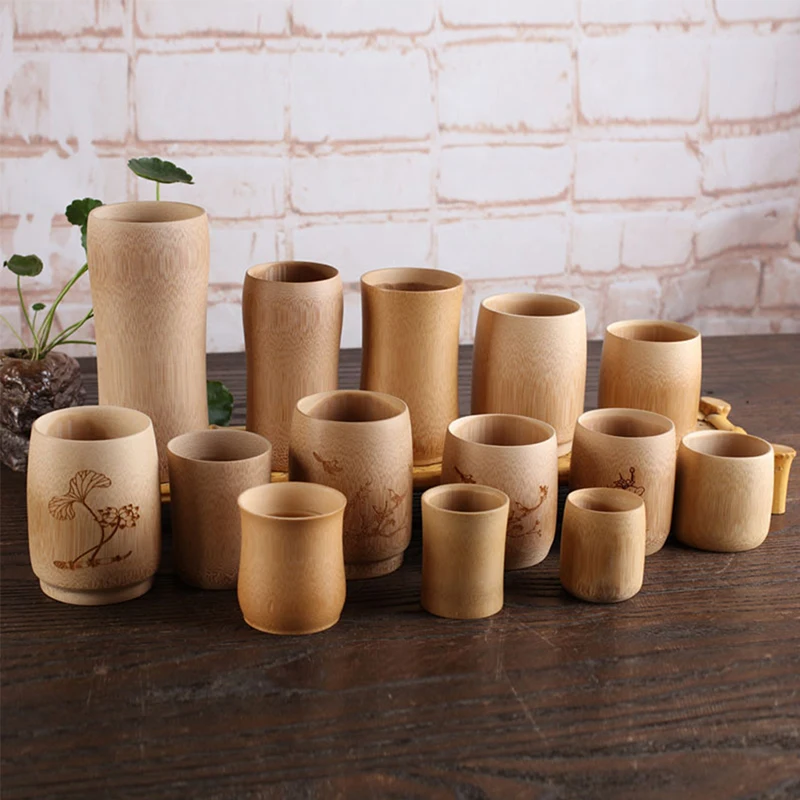 Wholesale 100% natural eco friendly bamboo cup custom logo  tableware bamboo tea cup