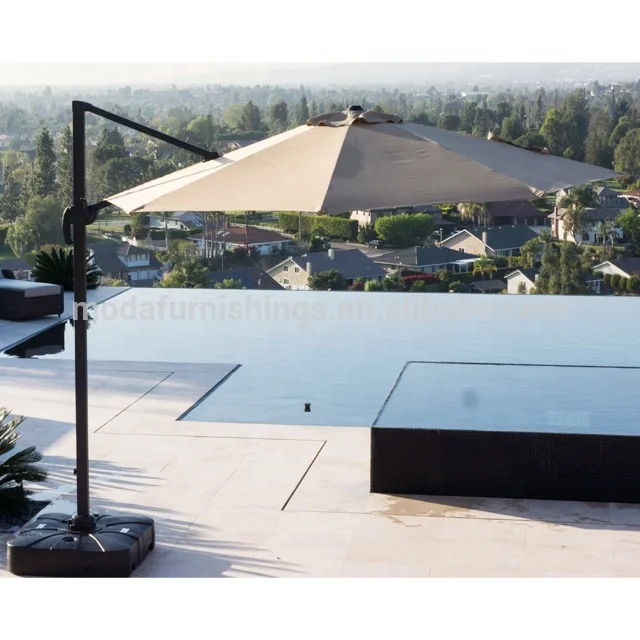 2018 Moda Ресторан Кафе Открытый сад пляж консольный зонтик патио Кривошип зонтик 3,5 м Открытый зонтик с основанием