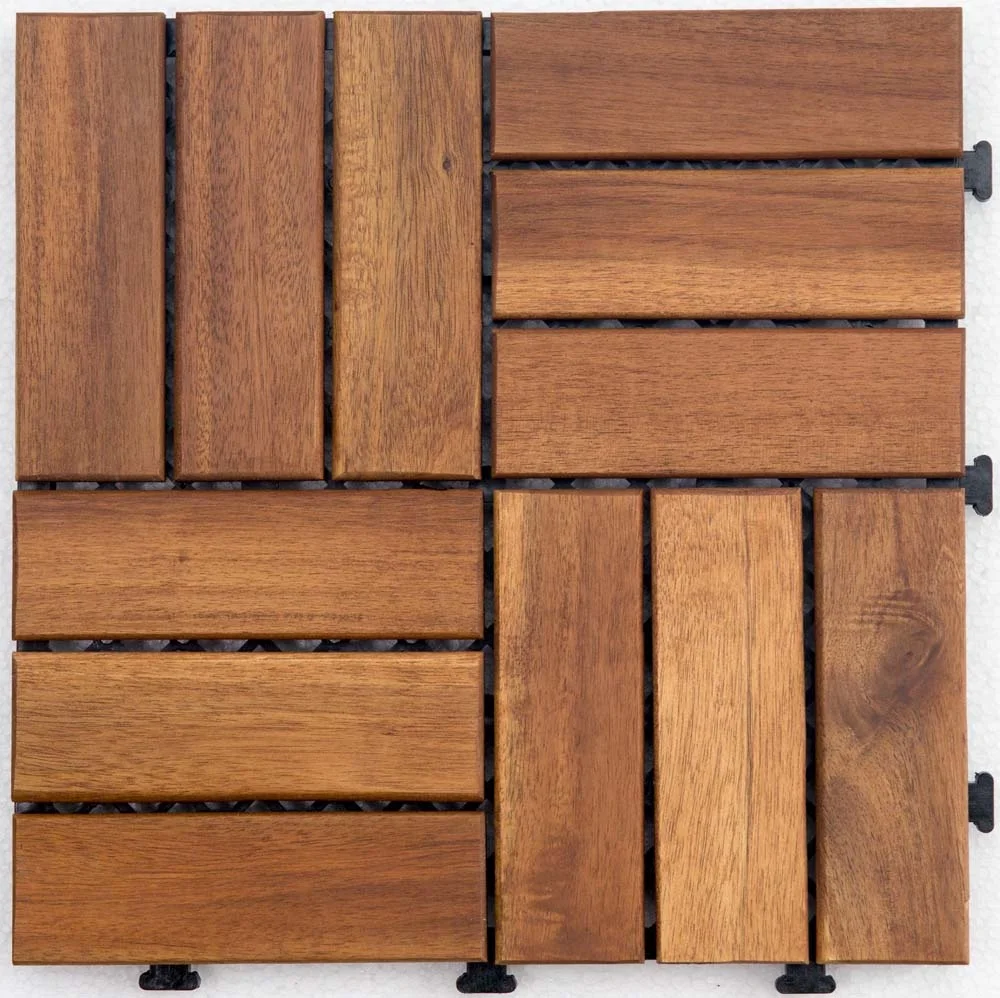 
new walnuts color 12 slats outdoor funiture interlocking hard wood flooring deck tiles 