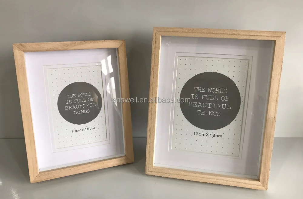 Photo Frame Wood Hanging Natural Solid Marcos De Foto Wood Bulk Box Frame Wholesale Custom Small Shadow Box Frames