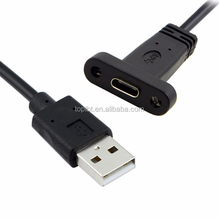 USB-C Type C Female with Screws Panel Mount to USB 2.0 a Male Data Cable