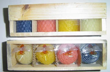 
Wood Box Beeswax Candle 