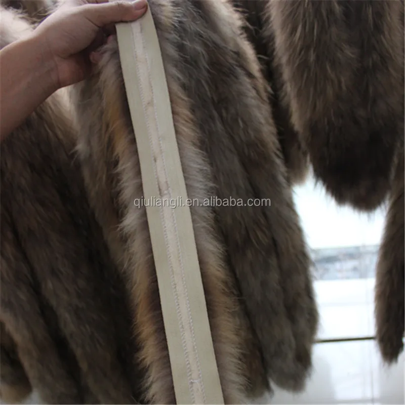 Китайский поставщик, цветная отделка из натурального меха енота для капюшона, меховая полоса