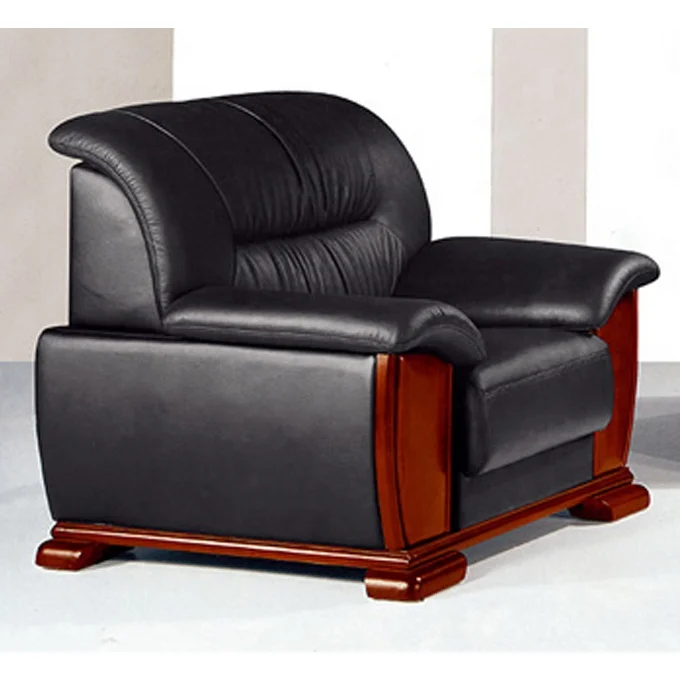 
commercial office furniture brown genuine leather and fabric small sofa office use 