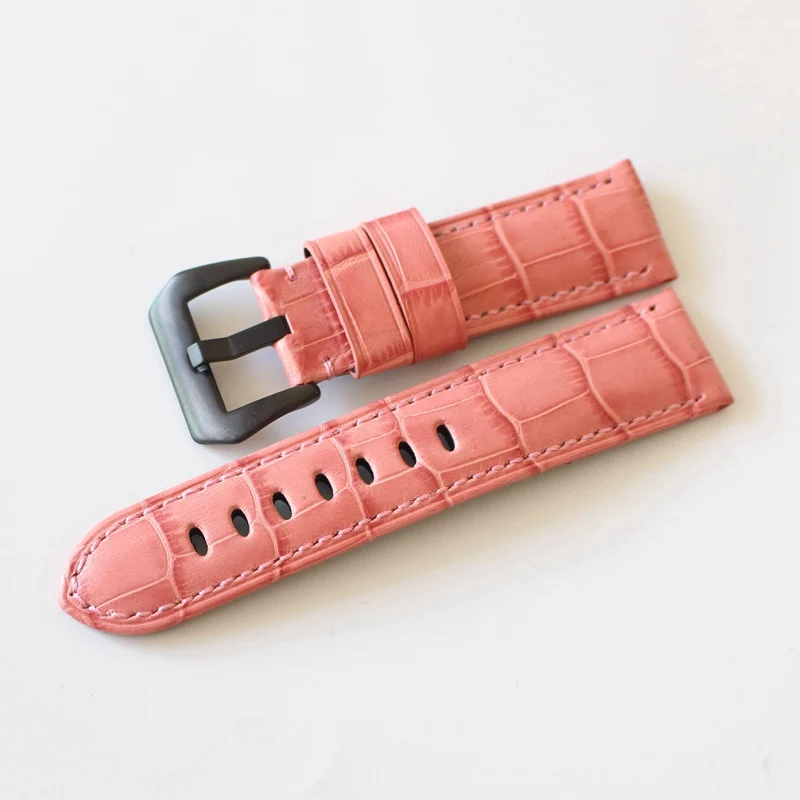 Italy Retro Leather watch strap 24MM adapt PAM 111 with bamboo shaped pattern