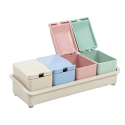 Online Shop New Products Kitchen Accessories Set Wheat Fiber Cooking Tool 4pcs Colors Condinent Container Salt Seasoning Box