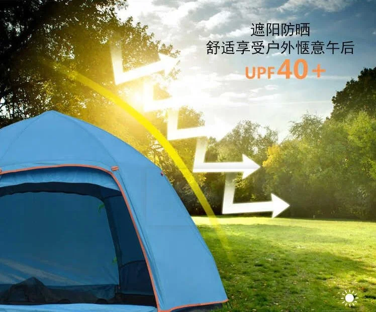 Automatic hydraulic double layer 6 Person Outdoor Camping Tent Outdoor Camping Hexagonal big family Camping Tent