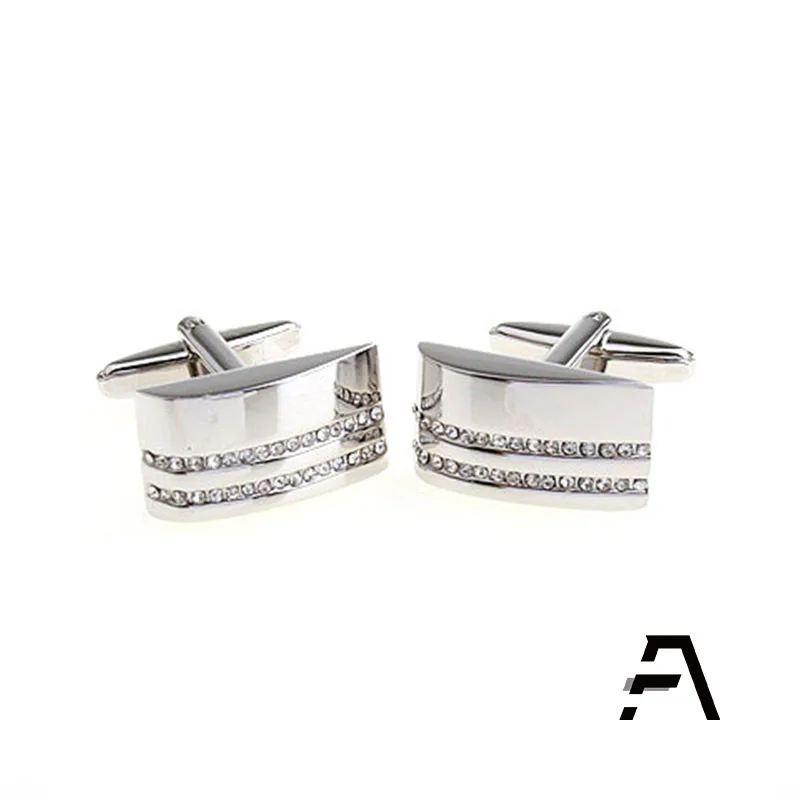 Мужские запонки из нержавеющей стали с кристаллами оптом